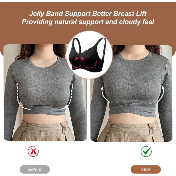 Women’s Wireless Push Up Bra Full Coverage Seamless T-shirt Support - Picture 4 of 8